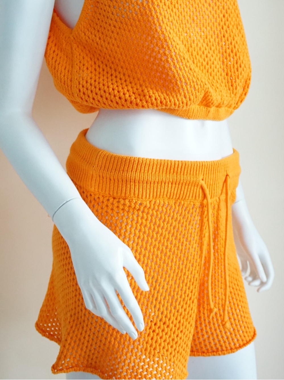 We Wore What Orange Crochet Shorts - Size Medium